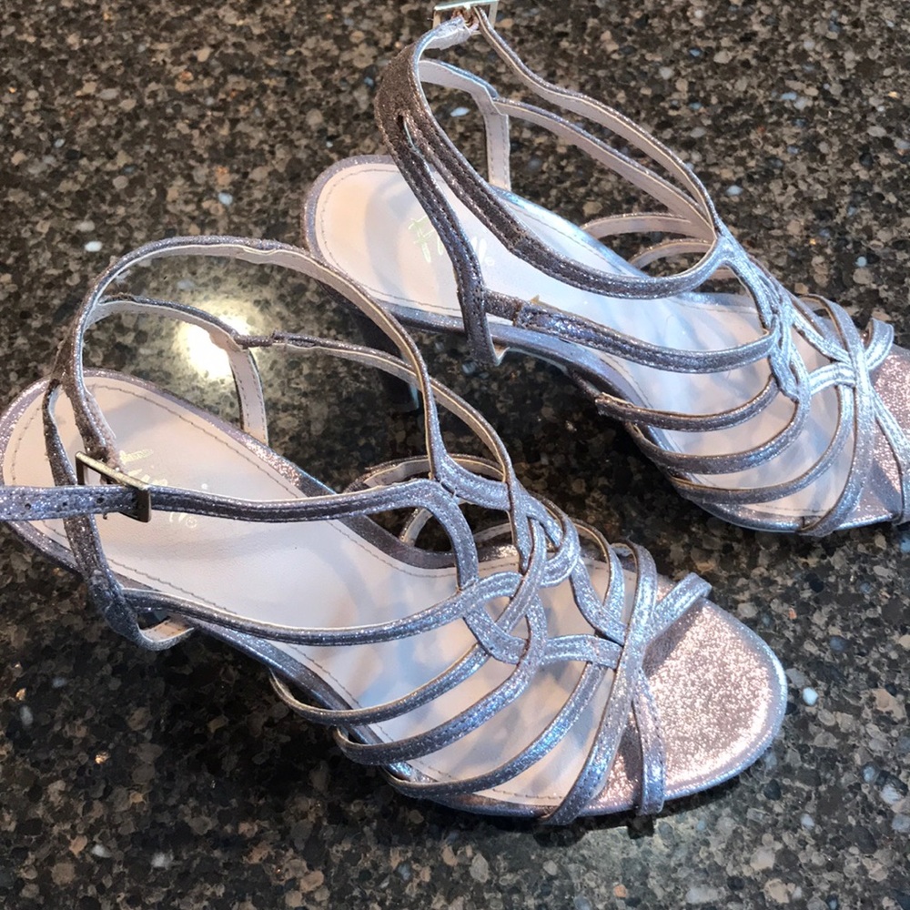 Gold- iridescent strappy heels